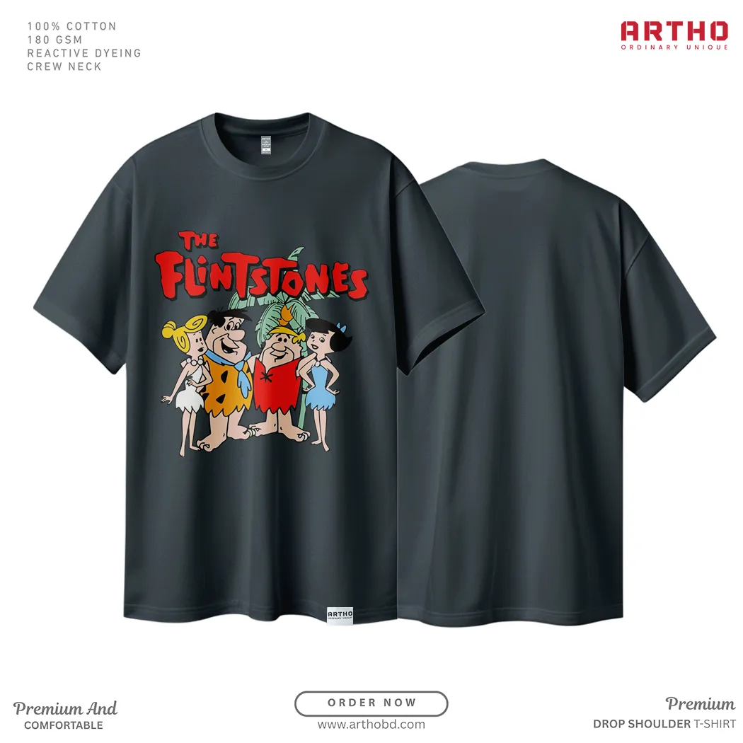 T-Shirt-Mock-BOth-Side-3_result Artho Unisex Printed Drop Shoulder T-Shirt - Image 1