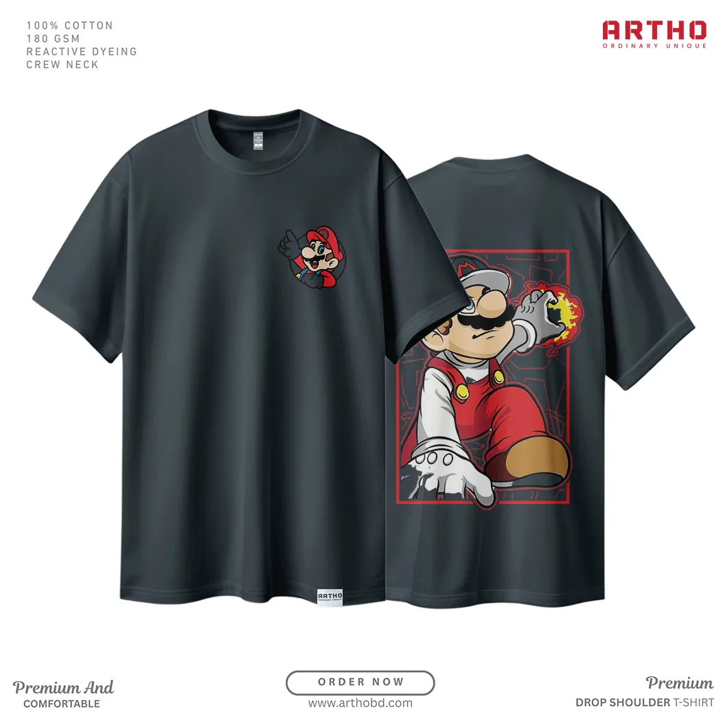 T-Shirt-Mock-BOth-Side_result Artho Unisex Printed Drop Shoulder T-Shirt - Image 1