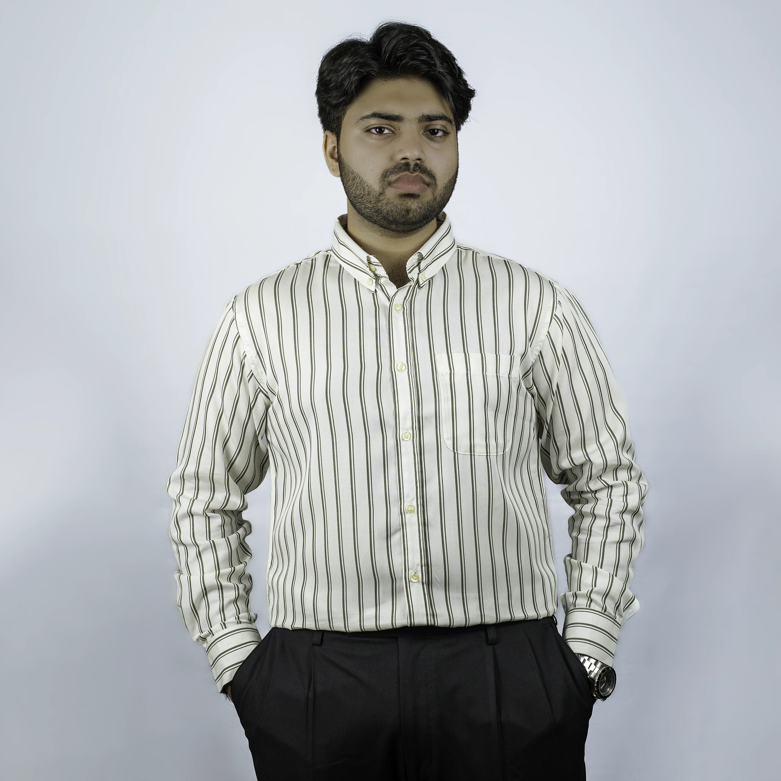 ARTHO00421-Edit-2 Full Sleeve Shirt | Ivory Stripe - Image 1